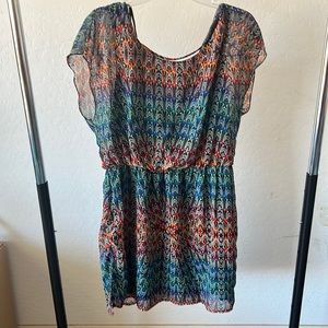 Multi-Colored Short Sleeve Dress